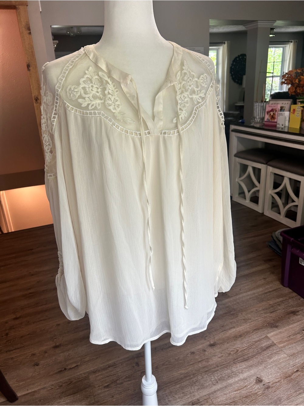 Hayden Cream Embroidered Peasant Top